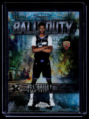 2025-26 Topps Chrome Ace Bailey Ball of Duty RC Teal Refractor #/299 Jazz
