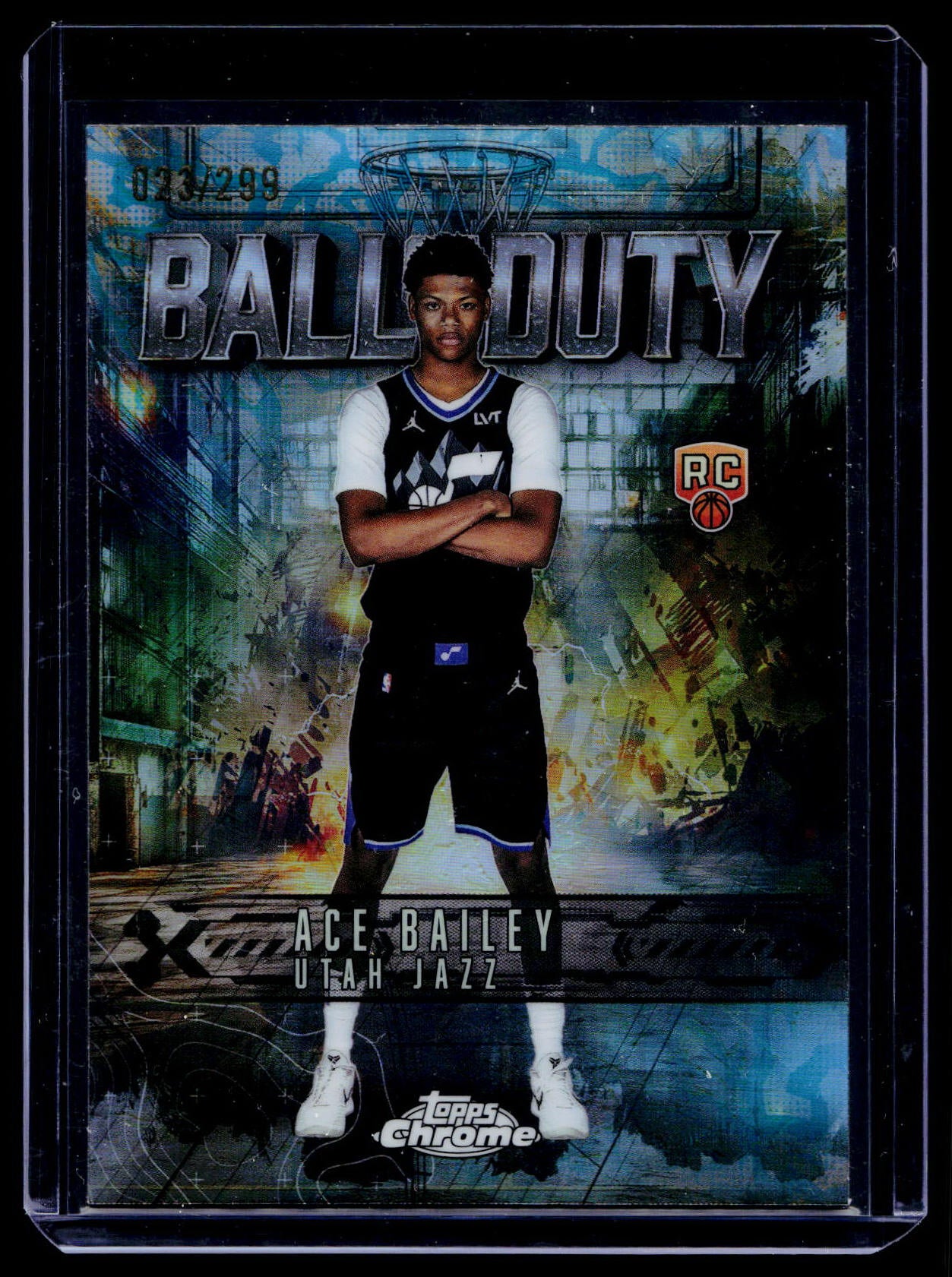 2025-26 Topps Chrome Ace Bailey Ball of Duty RC Teal Refractor #/299 Jazz