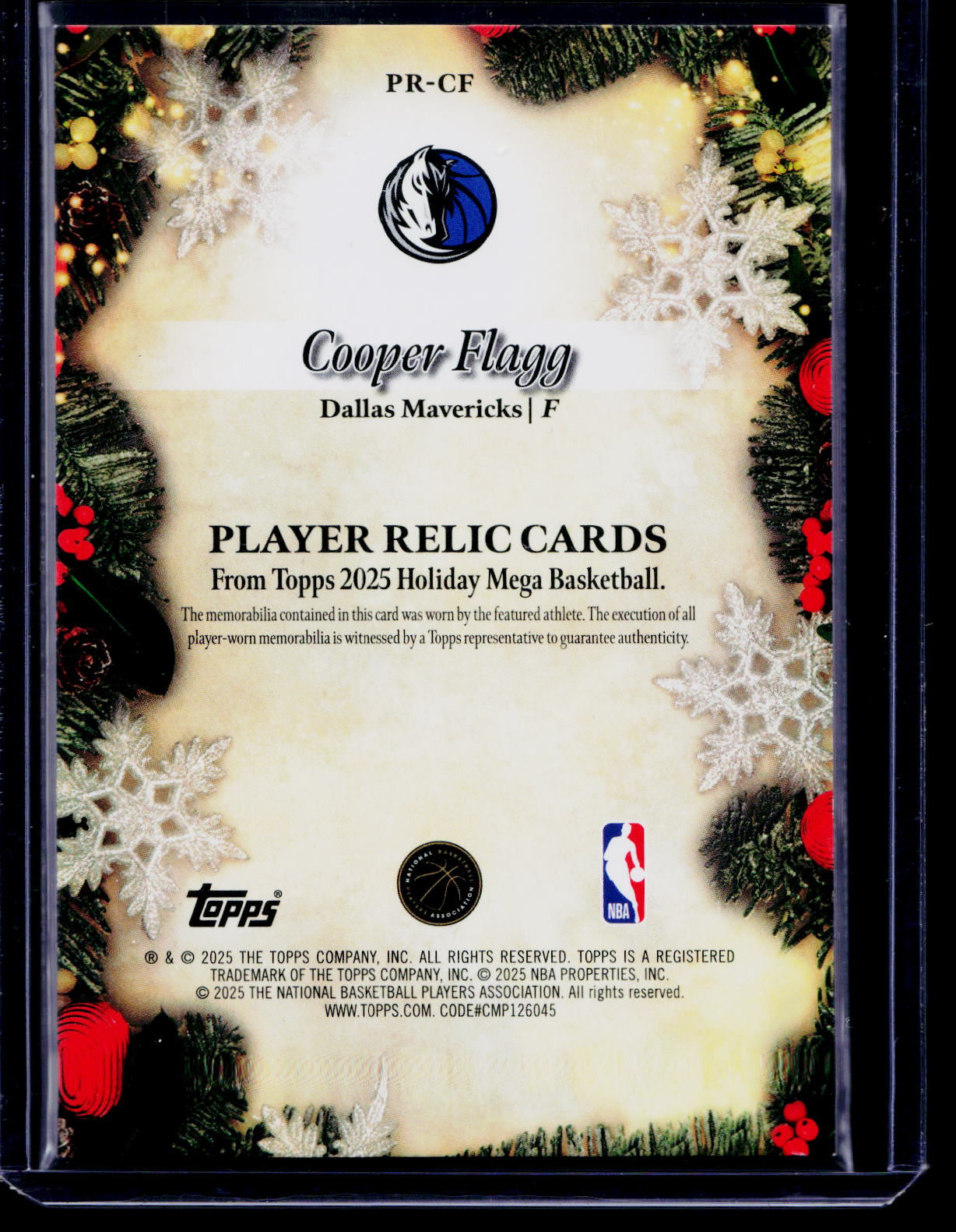 2025-26 Topps Holiday Mega Cooper Flagg #PR-CF Player Relic Patch Jersey RC