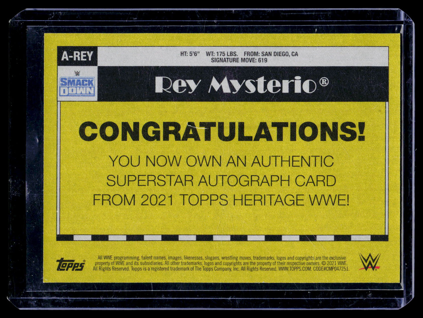 REY MYSTERIO 2021 TOPPS WWE HERITAGE ON CARD AUTO SP HOF AUTOGRAPH /99