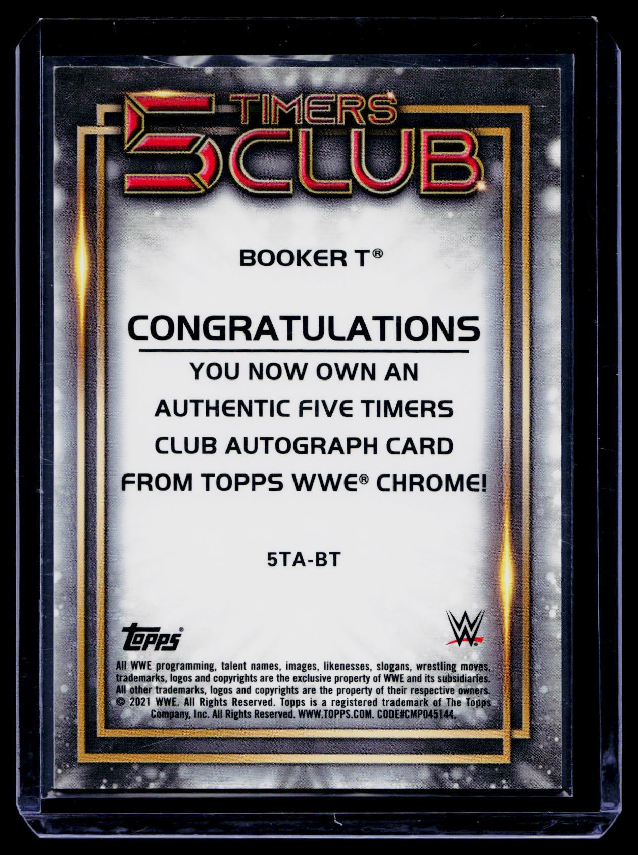2021 Topps Chrome WWE 5 Timers Club Auto /99 Booker T #5TA-BT Auto