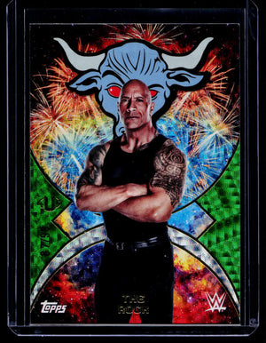 2025 Topps WWE Universe Namesakes The Rock Green #'d /99 Nms-38