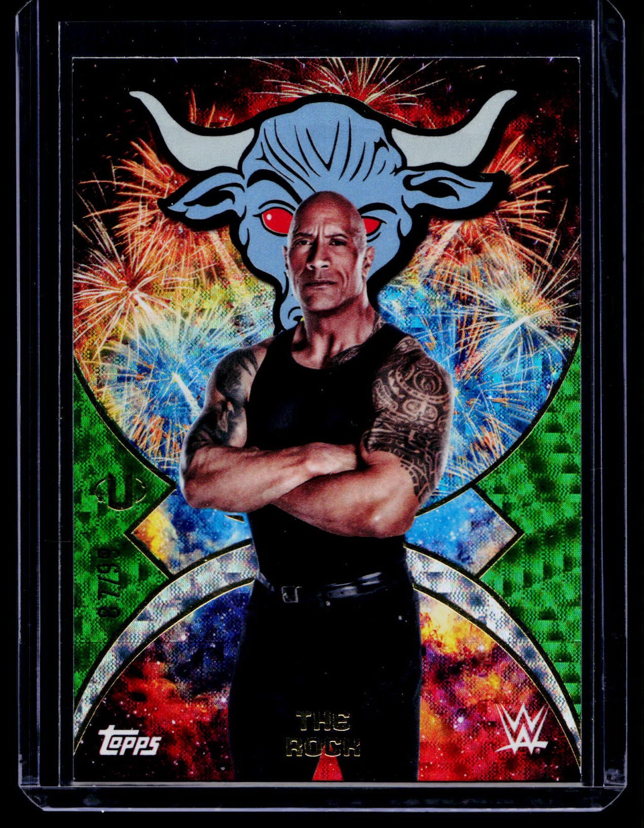 2025 Topps WWE Universe Namesakes The Rock Green #'d /99 Nms-38