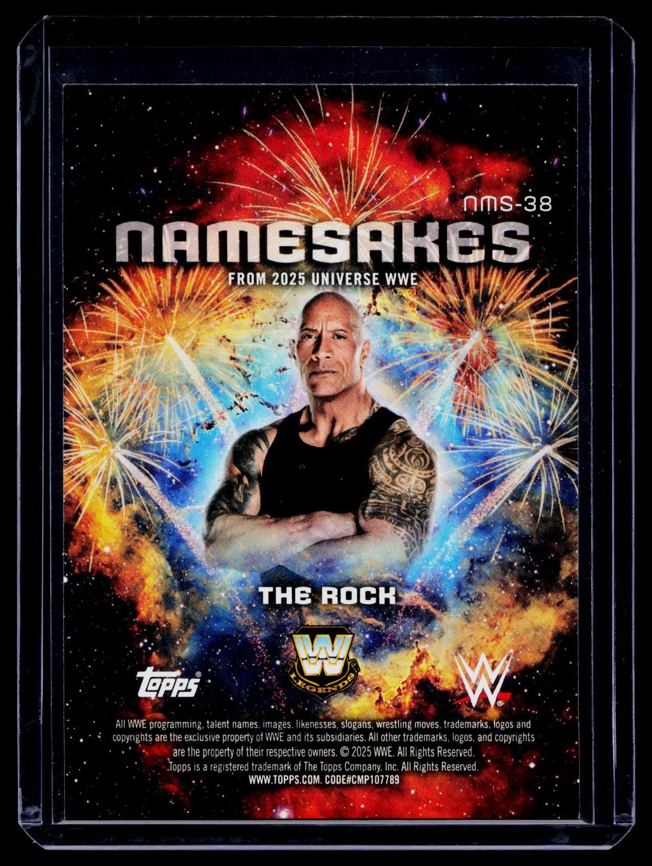 2025 Topps WWE Universe Namesakes The Rock Green #'d /99 Nms-38