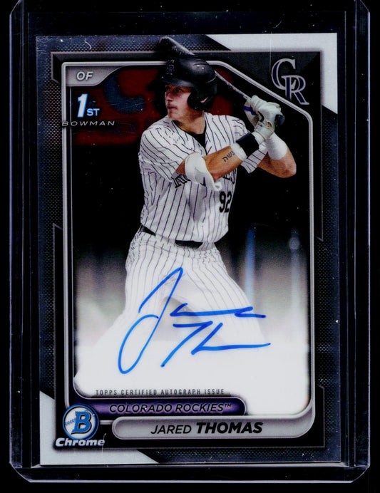 2024 Bowman Draft 1st Chrome Prospect On Card Auto Jared Thomas #CPA-JTH Rockies