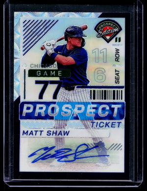 2024 Panini Prospect Edition Matt Shaw Ticket Purple Scope /49 Auto Cubs