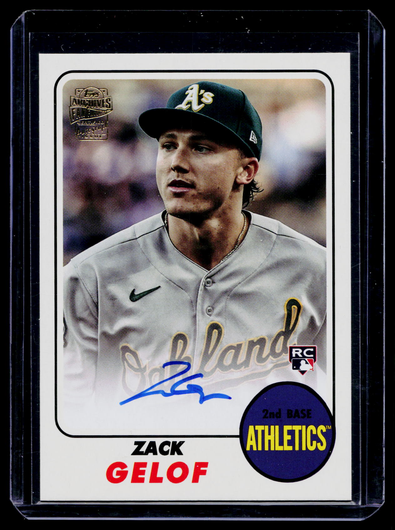 2024 Topps Archives- #68FF-ZG Zack Gelof Fan Favorite Rookie Auto Card Athletics