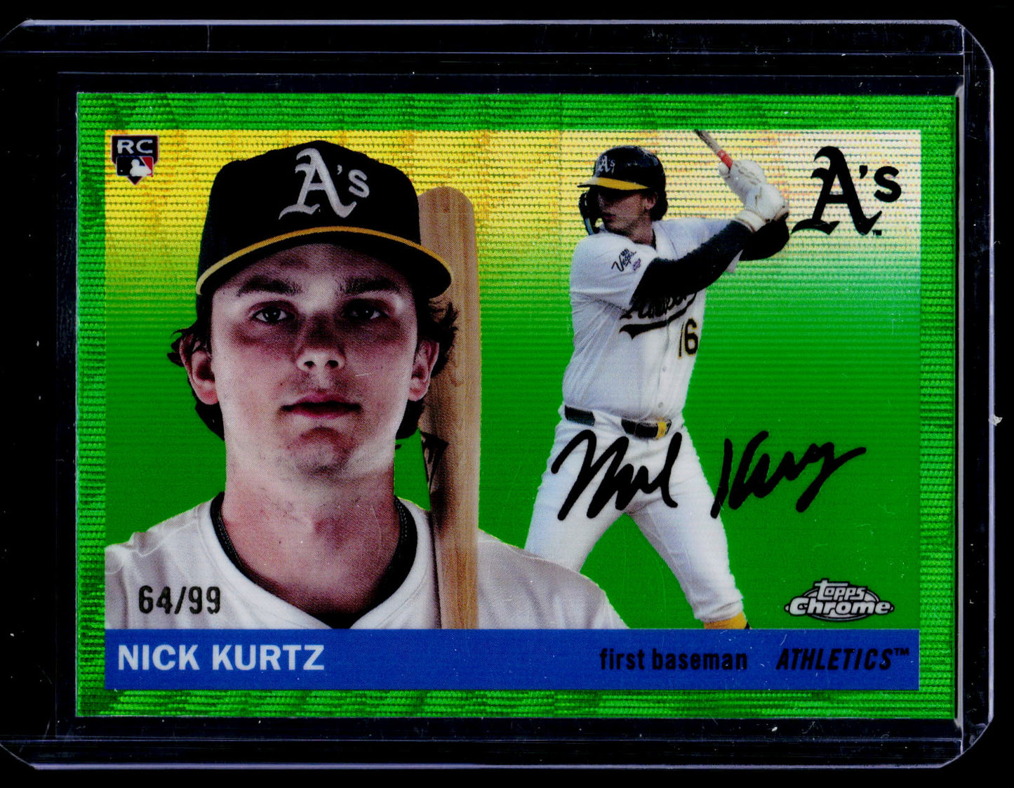 2025 Topps Chrome Platinum Nick Kurtz Green Wave Refractor /99 RC Athletics
