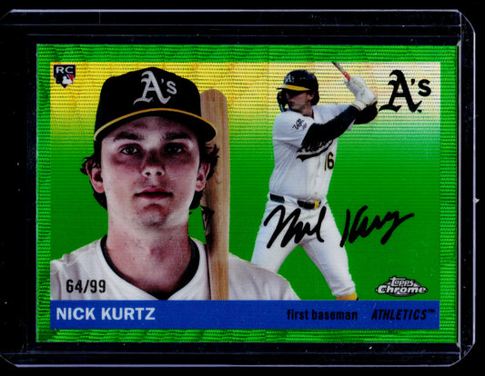 2025 Topps Chrome Platinum Nick Kurtz Green Wave Refractor /99 RC Athletics