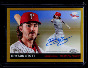 2025 Topps Chrome Platinum #CPA-BS Bryson Stott Gold Refractor On Card Auto /50