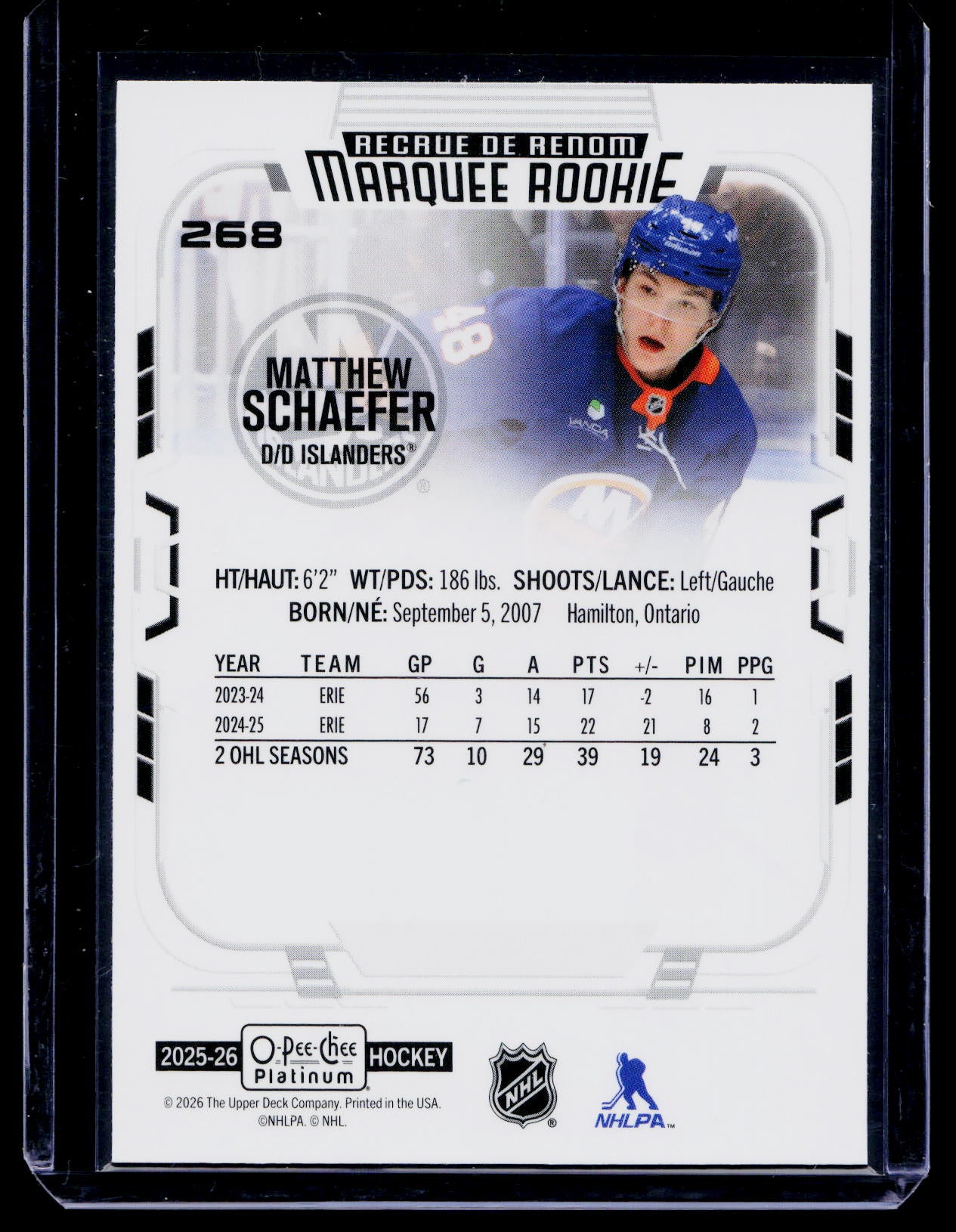 Matthew Schaefer 2025-26 O-Pee-Chee Platinum #268