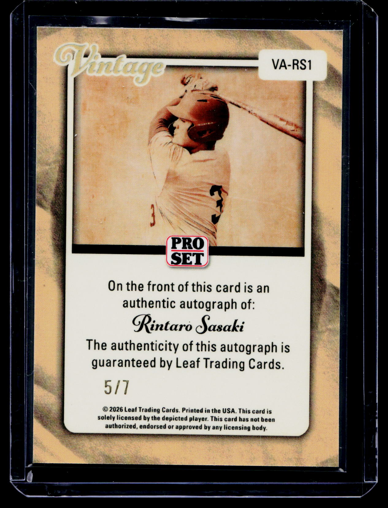 2026 Leaf Pro Set Metal #TTA-RS1 Rintaro Sasaki Vintage Fuchsia -/7 Auto