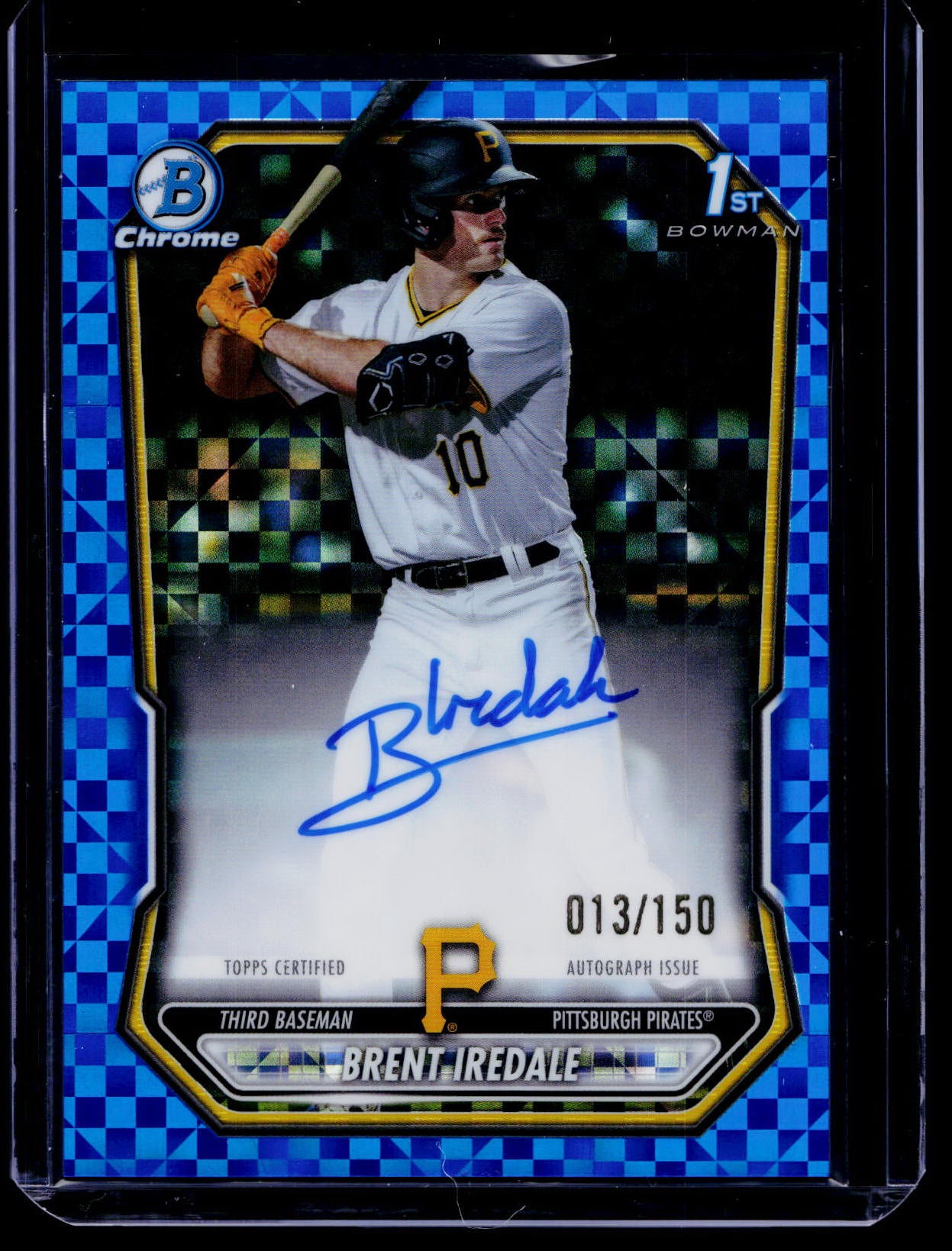 2026 Bowman Brent Iredale Chrome Auto Blue X-Fractor 1st Prospect #/150 Pirates