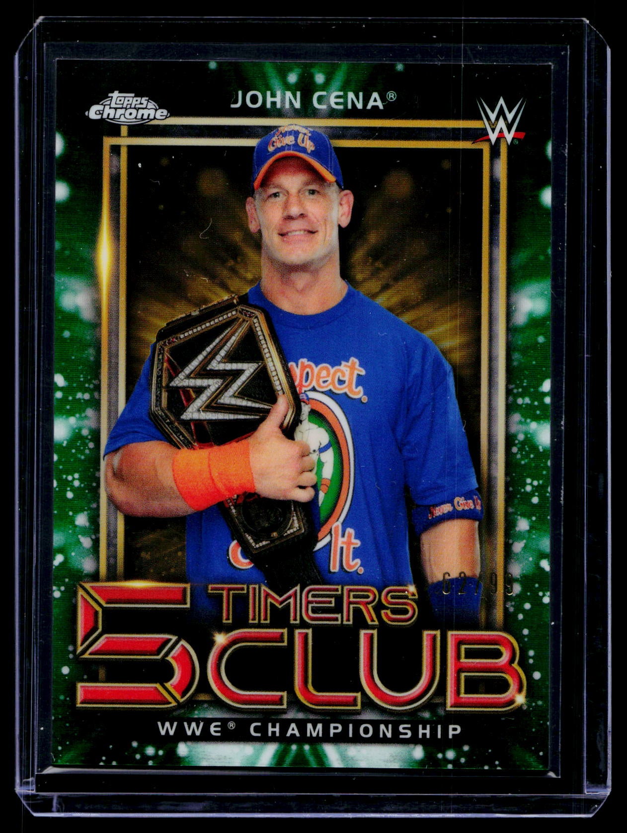 2021 Topps Chrome WWE - 5 Timers Club John Cena #5T-6 Green Refractor /99