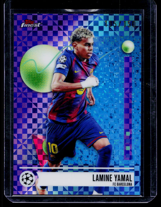 2025-26 Topps Finest UEFA Lamine Yamal Purple Checkerboard /150 - Barcelona