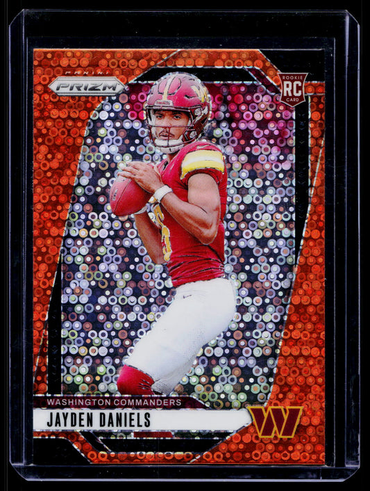 Jayden Daniels 2024 Panini Prizm #347 Orange Disco SP Rookie Commanders