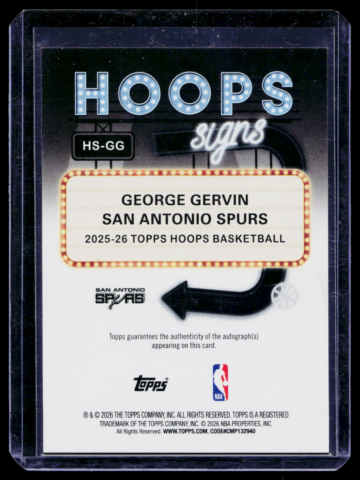 Topps 2025-26 Hoops Hoops Signs HS-GG George Gervin Auto Spurs Insert