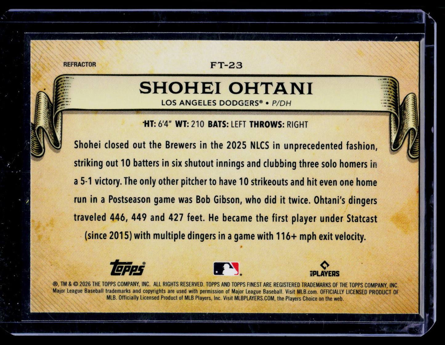 2026 Topps Finest Shohei Ohtani Finest Timelines [Refractor] #FT-23 Dodgers