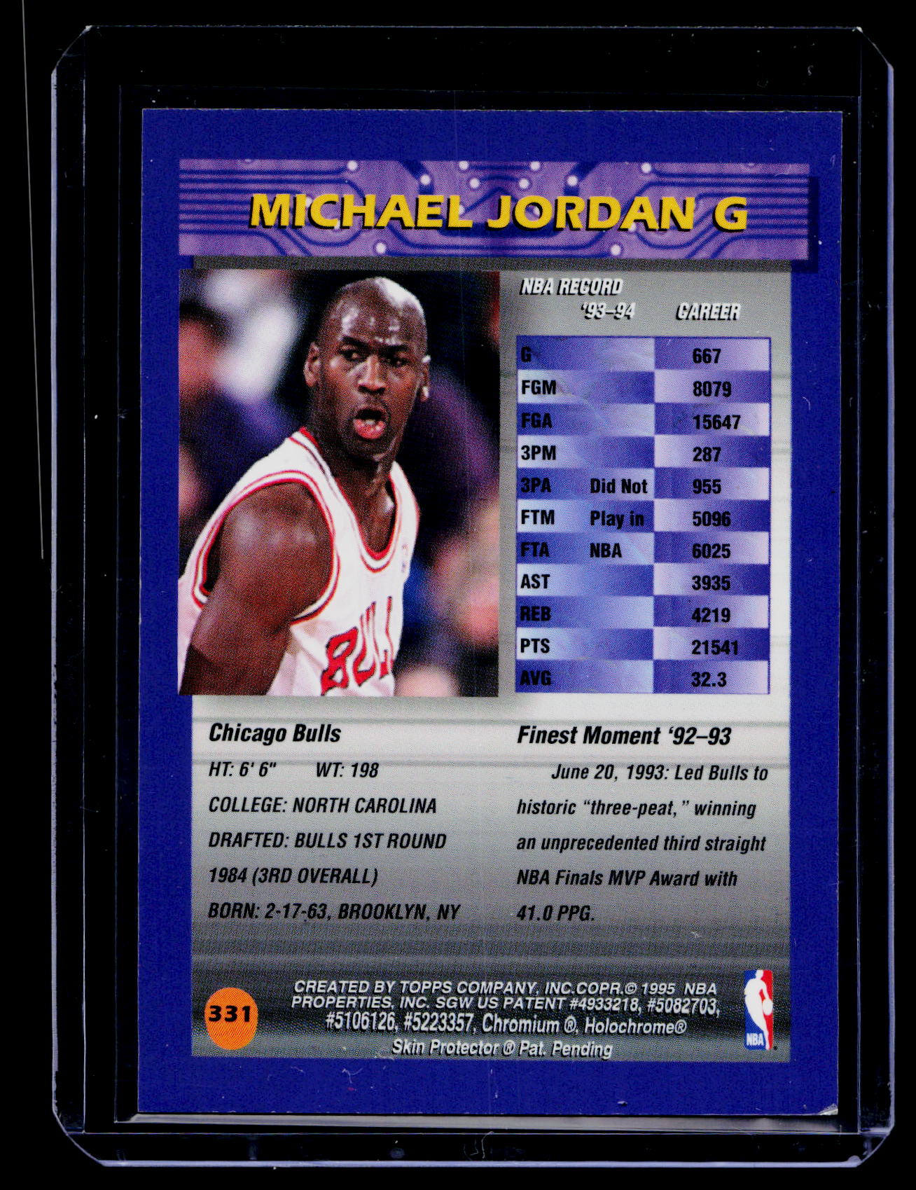 1994 - 95 Topps Finest #331 Michael Jordan Chicago Bulls