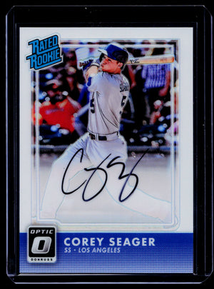 COREY SEAGER #/150 2016 DONRUSS OPTIC RATED ROOKIE HOLO ON CARD AUTO RC DODGERS