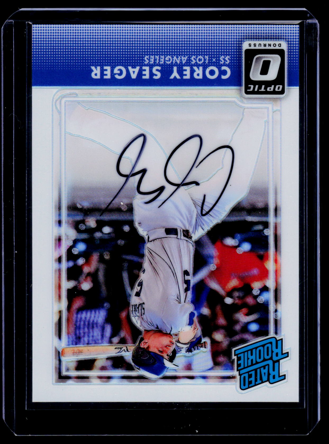 COREY SEAGER #/150 2016 DONRUSS OPTIC RATED ROOKIE HOLO ON CARD AUTO RC DODGERS