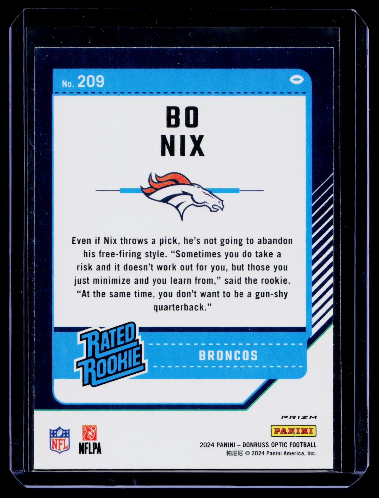 2024 Panini Donruss Optic - Rated Rookie Bo Nix #209 Green Velocity Prizm (RC)