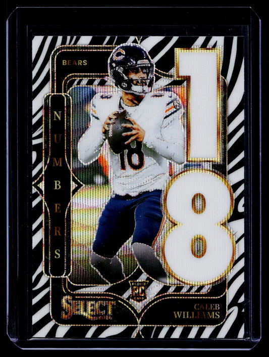 2024 Panini Select By The Numbers Zebra Caleb Williams #19 Rookie RC