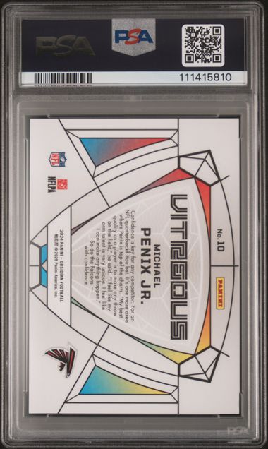 2024 PANINI OBSIDIAN VITREOUS #10 MICHAEL PENIX JR. PSA 9