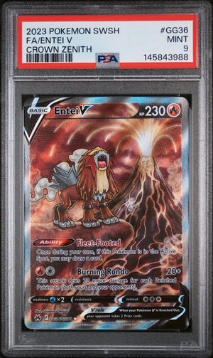 2023 POKEMON SWORD AND SHIELD CROWN ZENITH #GG36 FA/ENTEI V PSA 9