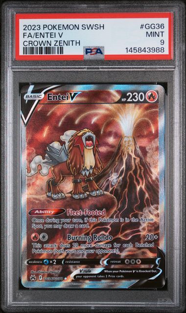 2023 POKEMON SWORD AND SHIELD CROWN ZENITH #GG36 FA/ENTEI V PSA 9