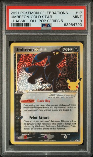 2021 POKEMON CELEBRATIONS CLASSIC COLLECTION #17 UMBREON-GOLD STAR PSA 9