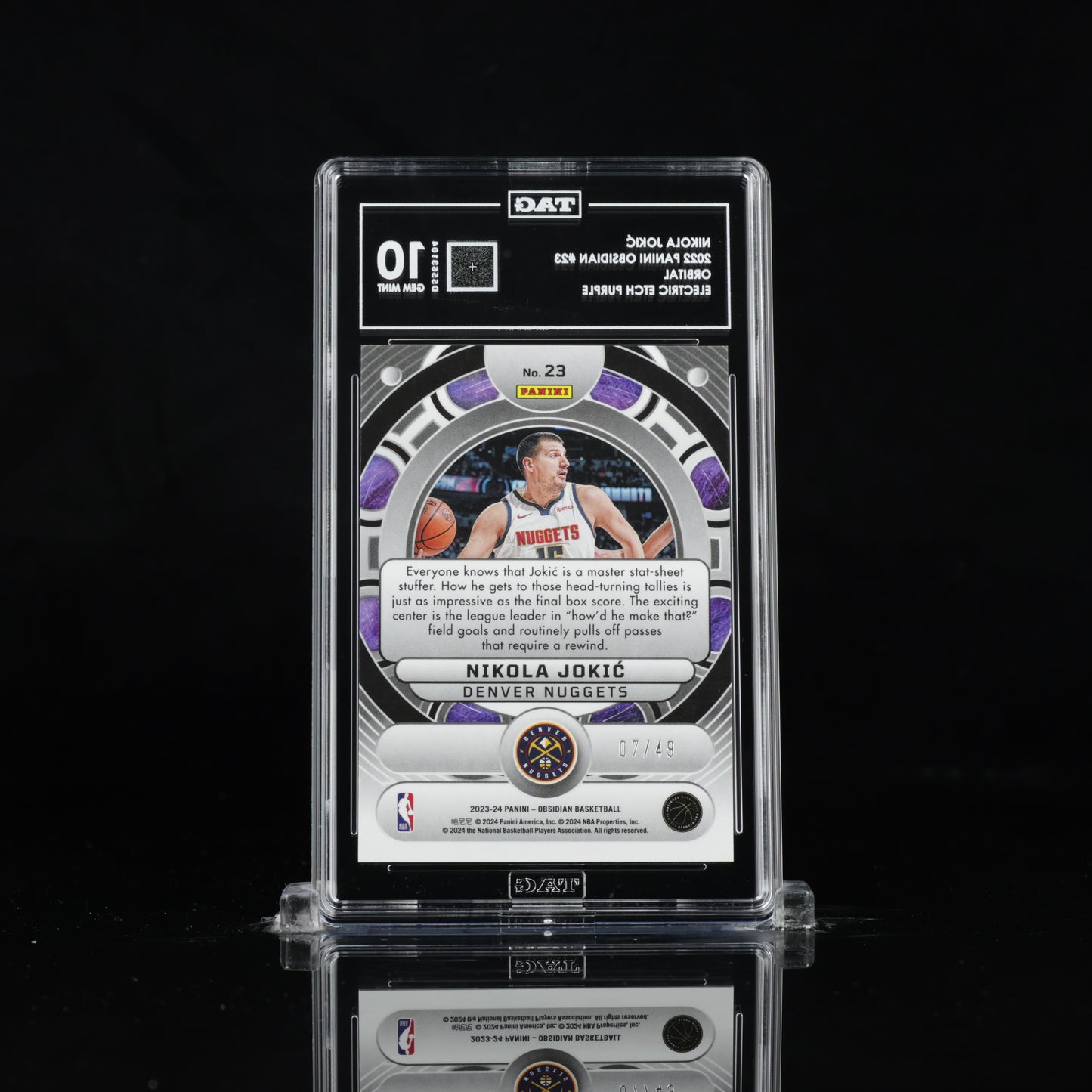 2023-24 Obsidian Nikola Jokic Orbital Electric Etch Purple /49 Nuggets TAG 10