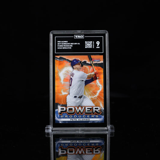 2020 Bowmans Best Pete Alonso Power Producers Gold Refractor /50 TAG 9
