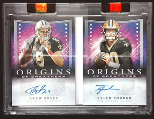 2025 Panini Origins Drew Brees Tyler Shough RC Dual Auto Booklet 1/1
