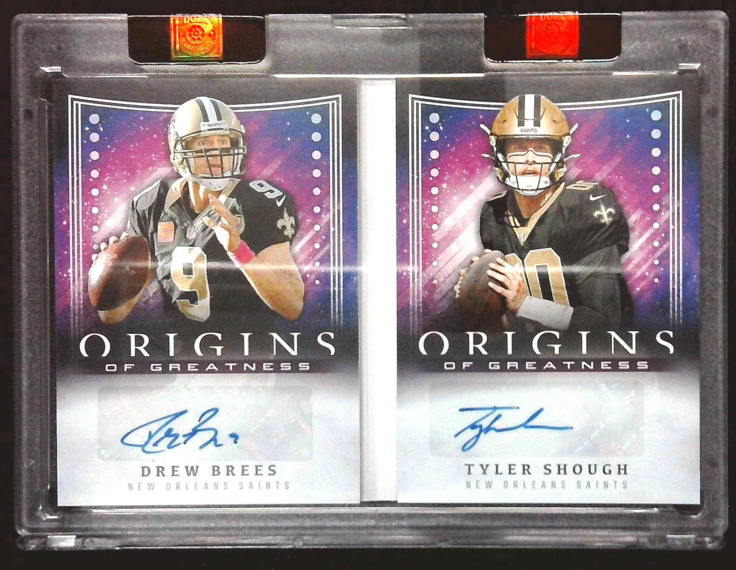 2025 Panini Origins Drew Brees Tyler Shough RC Dual Auto Booklet 1/1