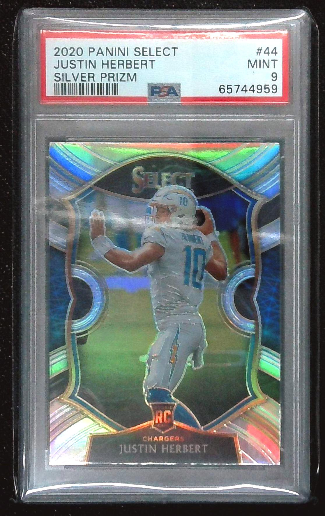 2020 Select Justin Herbert Silver Prizm Rookie #44 PSA 9