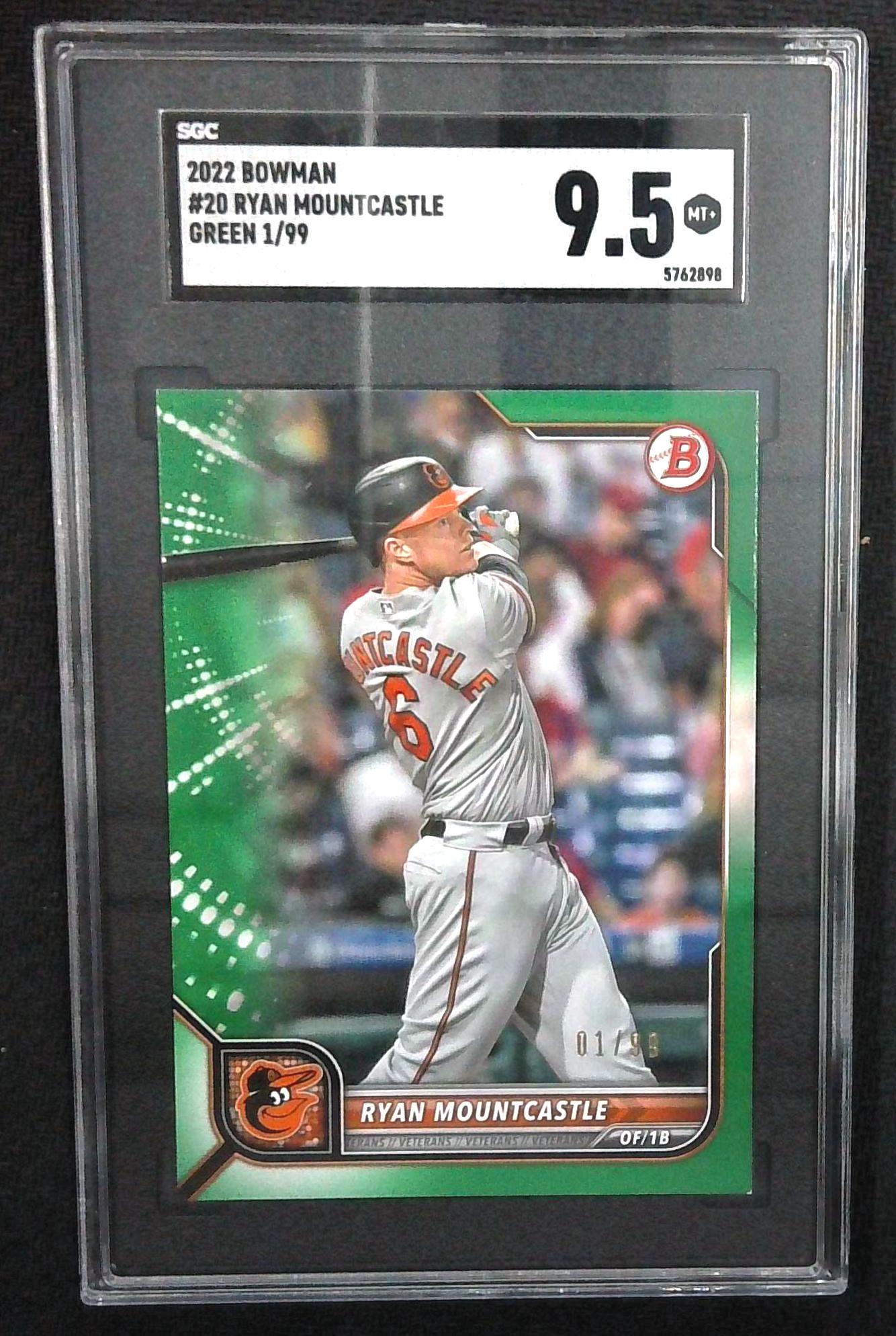 2022 Bowman Ryan Mountcastle # 01/99 Green Parallel #20 Baltimore Orioles