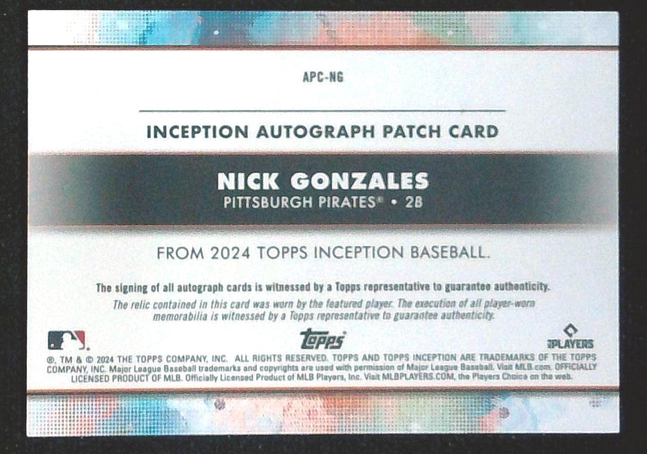 2024 Topps Inception Nick Gonzales Patch Auto Red /75