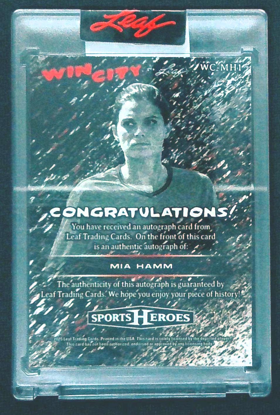 2024 Leaf Metal Mia Hamm Sports Heroes Win City Gold 1/1 Auto