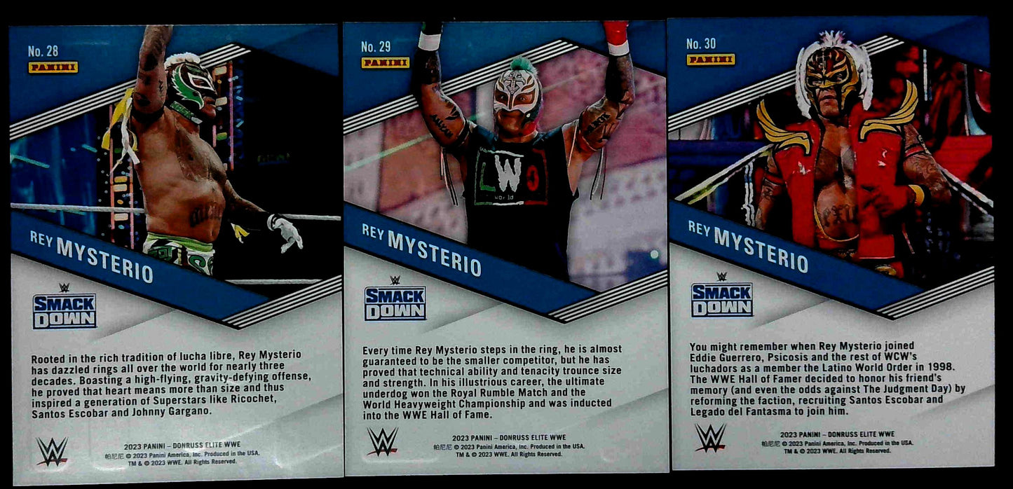 Rey Mysterio 2023 Donruss Elite WWE #28-30 Spellbound Complete Set Green Parallel