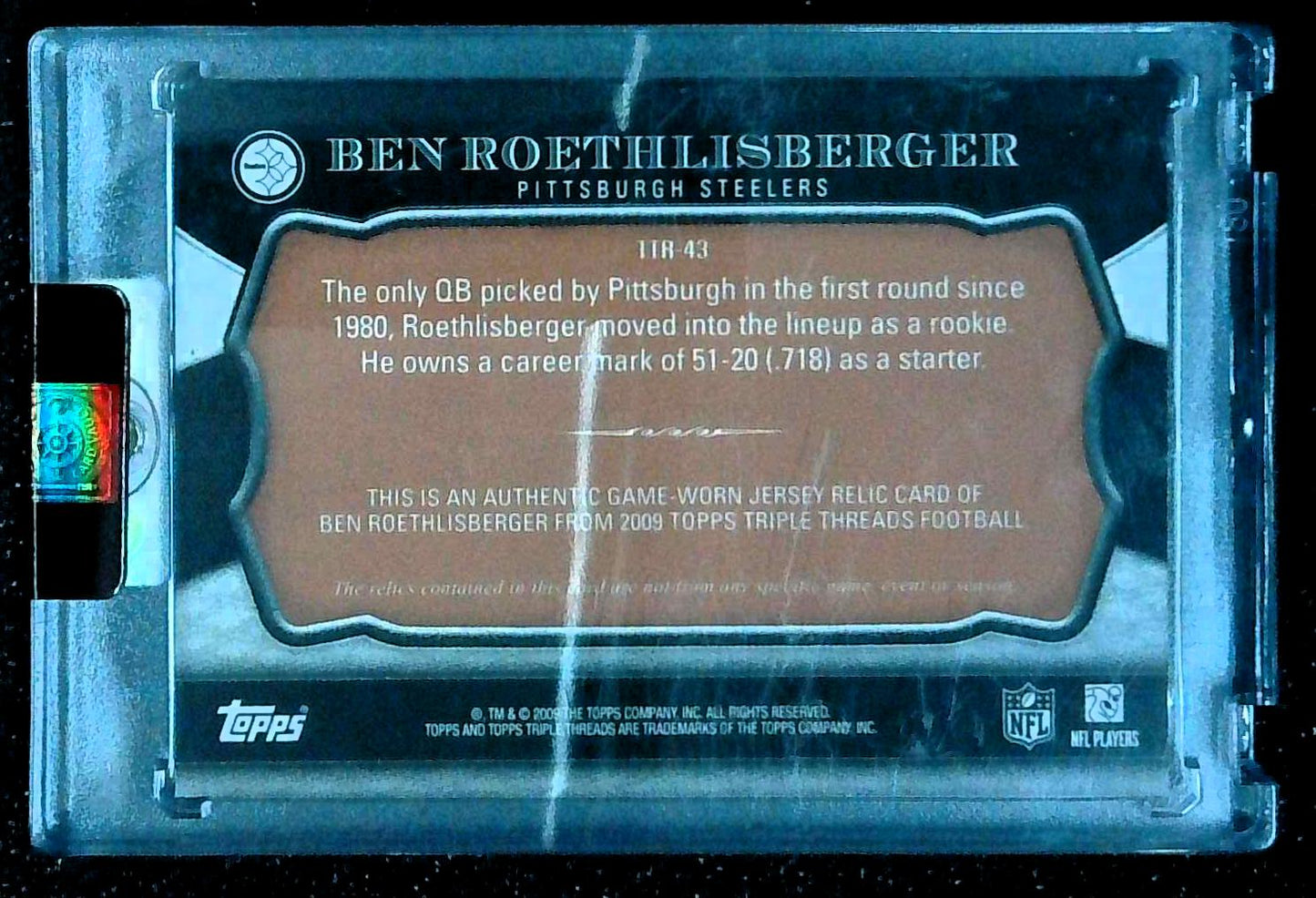 2009 Topps Triple Threads Ben Roethlisberger 3x Jersey Relic /18