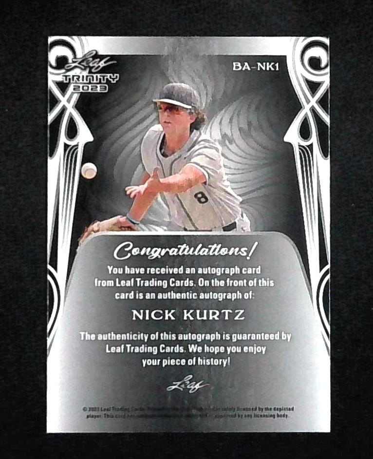 Nick Kurtz 2023 Leaf Trinity Purple Auto 1/1