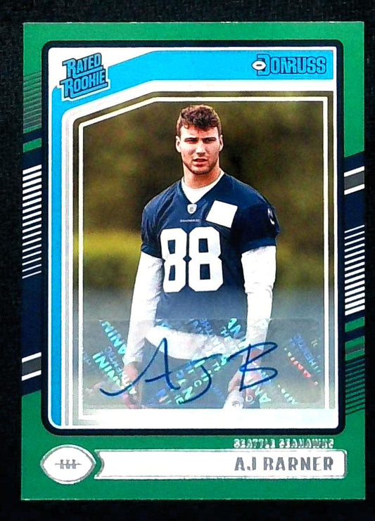 2024 Donruss Green Rated Rookie AJ Barner Auto