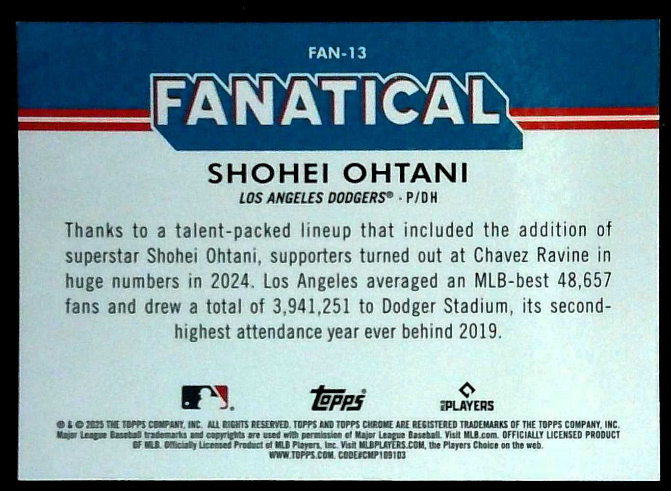 2025 Topps Chrome Fanatical Shohei Ohtani