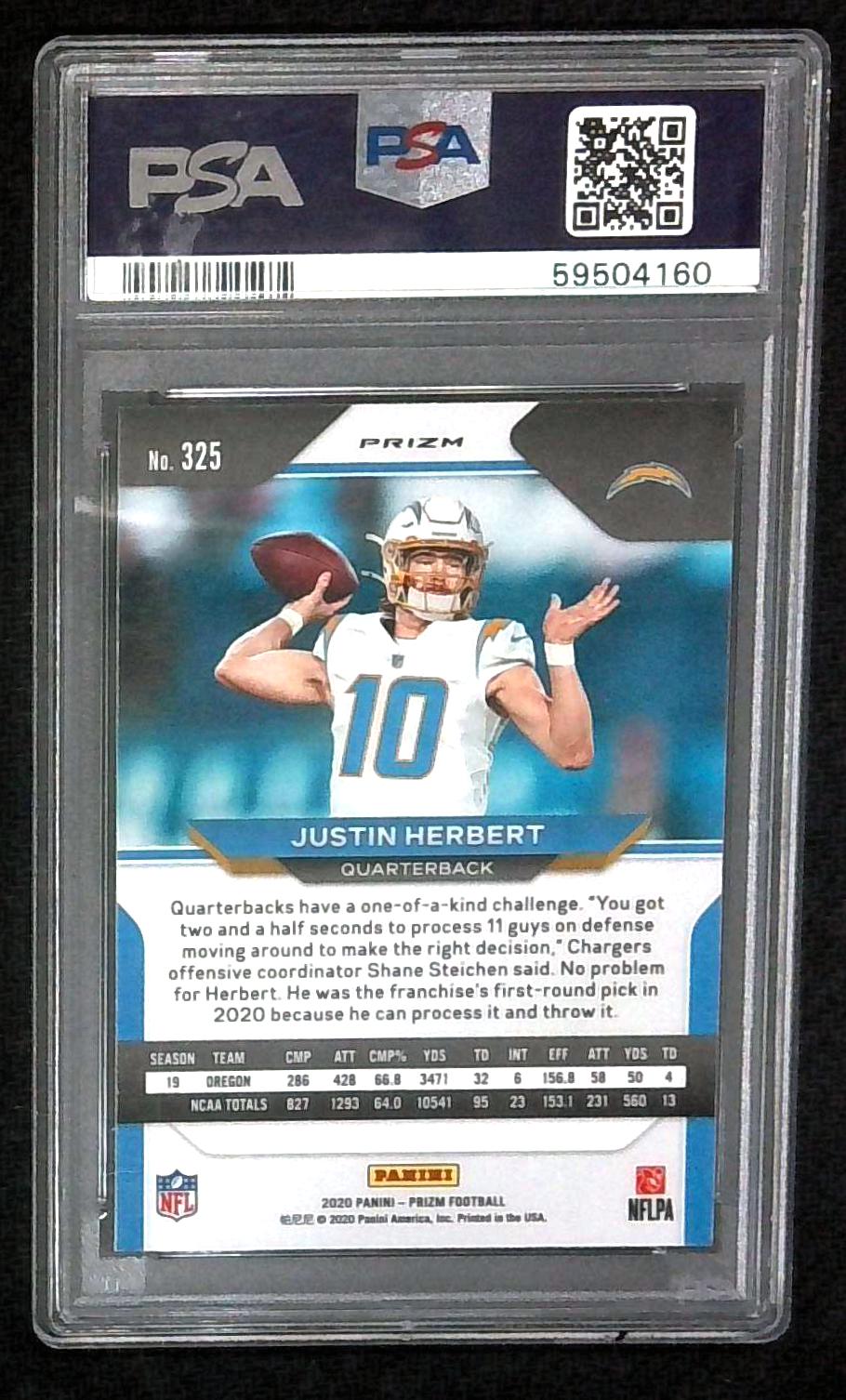 2020 Panini Prizm Justin Herbert Red White Blue PSA 9 #325