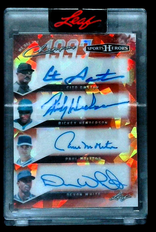 RICKEY HENDERSON / PAUL MOLITOR 2025 Leaf Sports Heroes Quad Auto SP /6