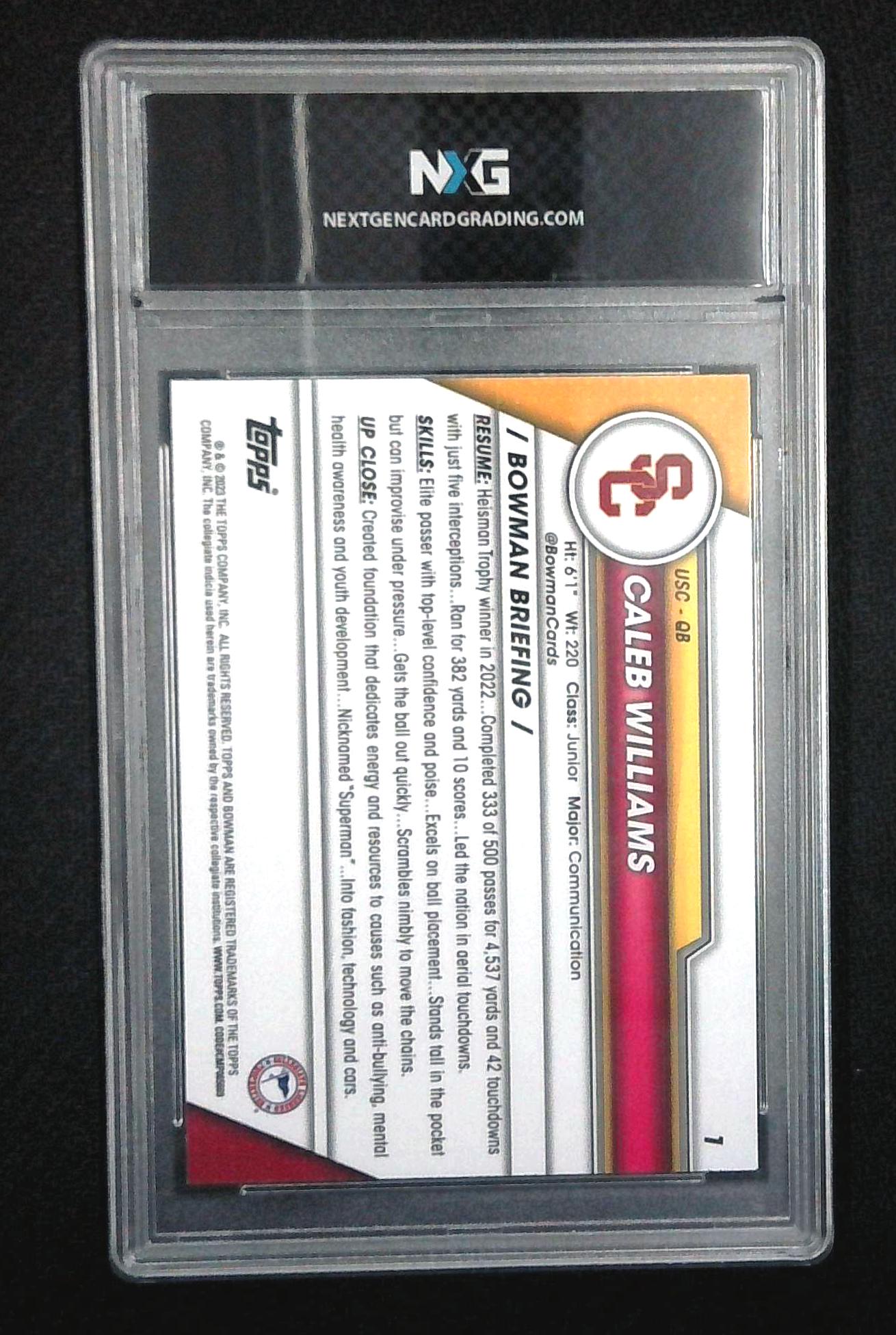 2023 Bowman U Chrome Caleb Williams NXG 10