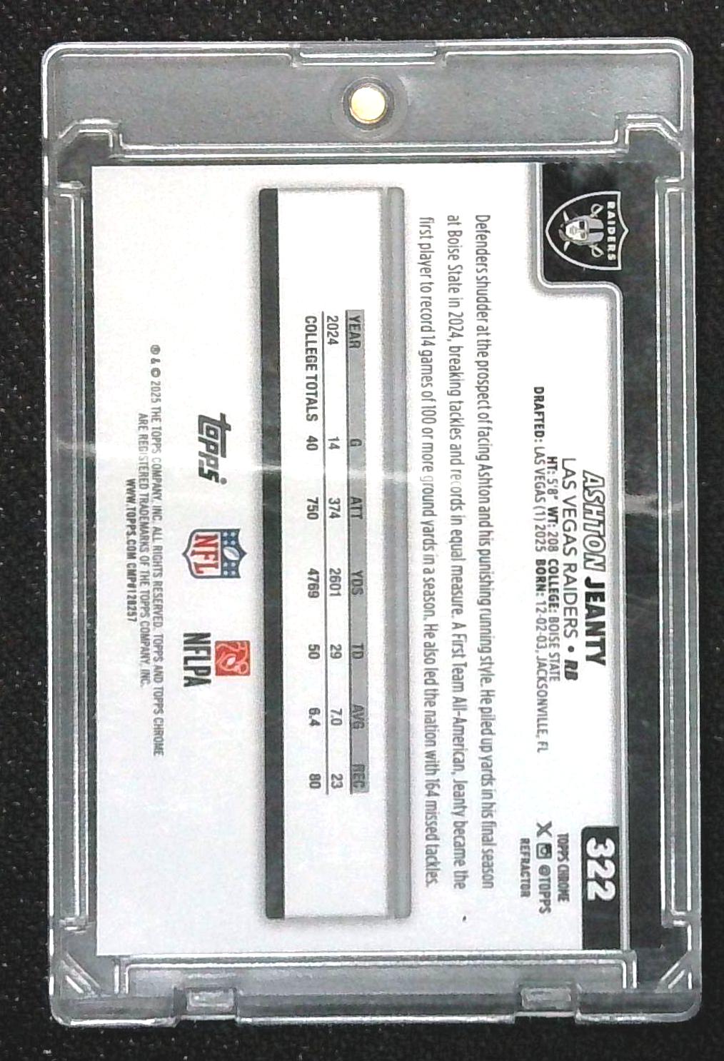 2025 Topps Chrome Ashton Jeanty Rookie Refractor