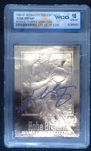 1996-97 Skybox EX-2000 23 KT Gold - KOBE BRYANT - Rookie Purple Signature-WCG 10