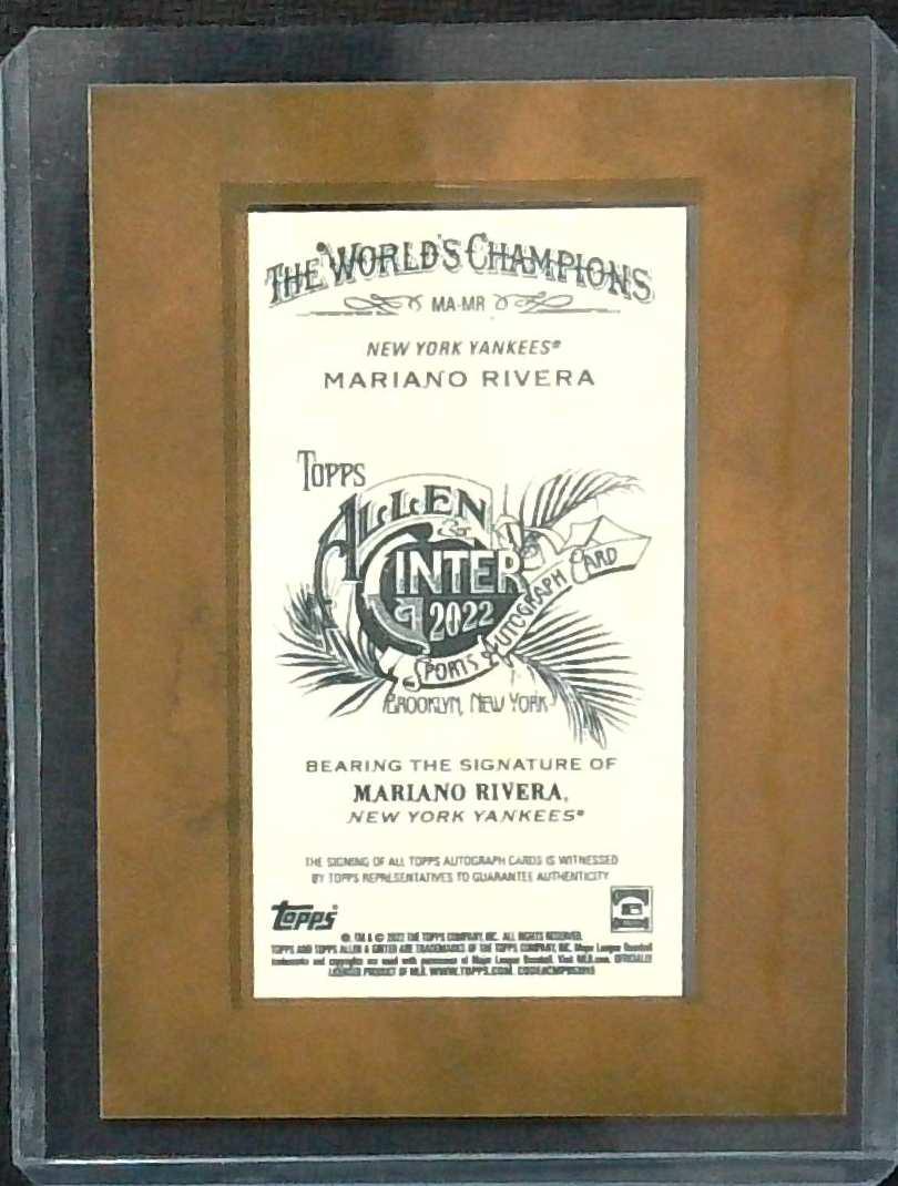 2022 Allen & Ginter Mariano Rivera Auto Yankees – Great American Sports ...